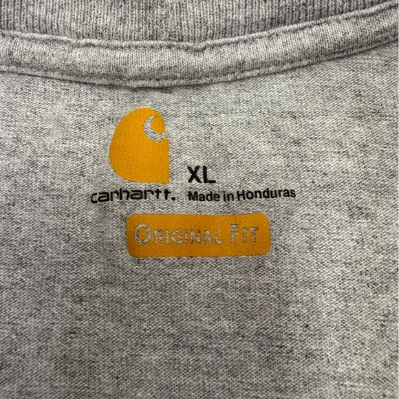 Carhartt Men’s XL Grey Classic Tee Shirt Front Pocket Work Tough Cotton Blend - Picture 4 of 8